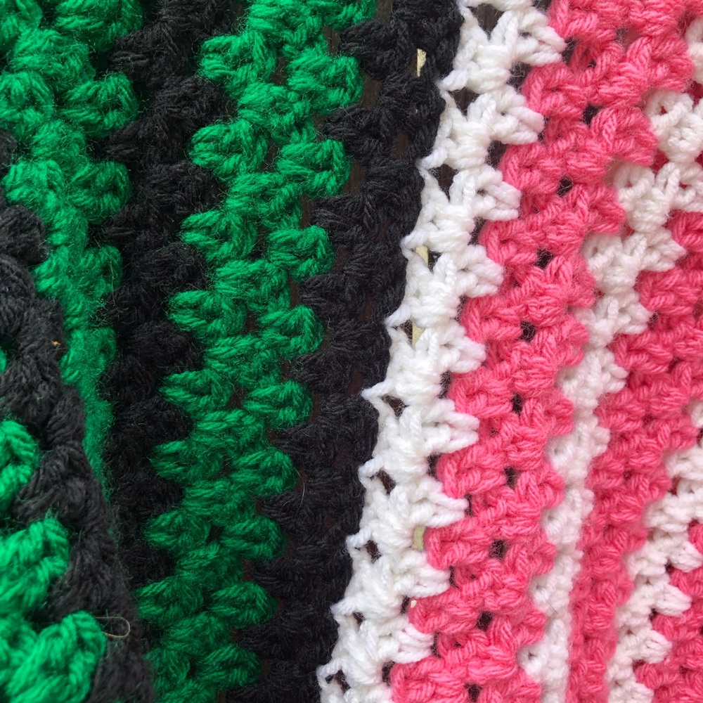 Handmade Crochet Cardigan Color Block Granny Square Open Front Slouchy - Picture 8 of 10